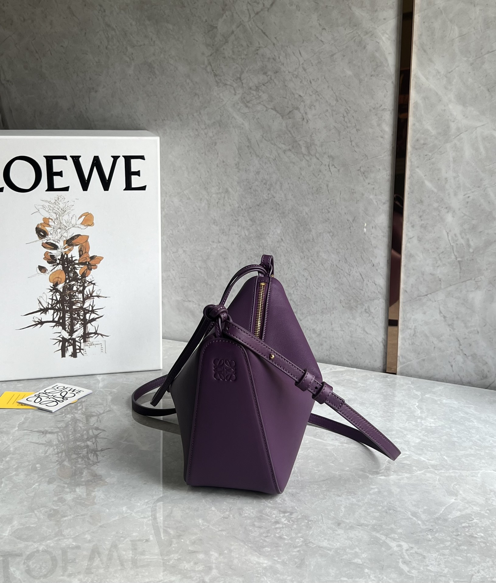 Loewe Mini Hammock Hobo Bag in Classic Calfskin Dark Purple